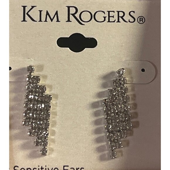 Kim Rogers Silver-Tone Rhinestone Cascade Earrings For Sensitive Ears - Picture 1 of 4